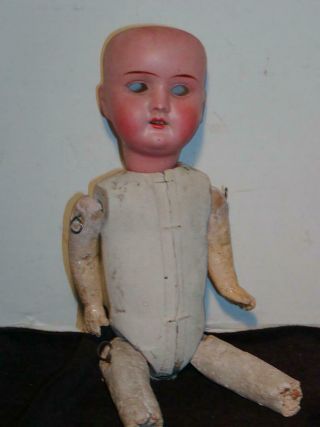 Antique German Bisque Doll W/ Papier Mache Body,  See Photos,  R 7/0 A
