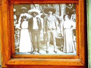 Poncho Villa /zapata With Fighters & Women - 3 Rare Photo In Heavy Wood Frames