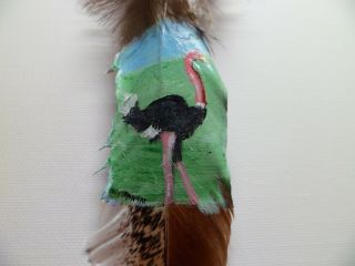 Ostrich - Hand Painted Rare Turkey Feather,  By Artist W.  W.  Hoffert