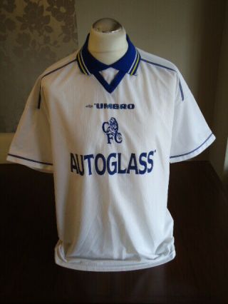 Chelsea 1998 Umbro White Away Shirt X - Large Rare Tore Andre Flo Nameset