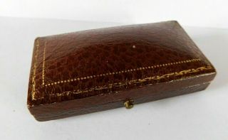 Antique Tooled Brown Leather Jewellery Box For Brooch / Pin