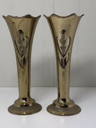 Vintage Art Deco Brass Bud Vases