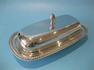Large Vintage Silver Plated Regency Style Butter Dish & Glass Liner