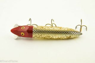Vintage Heddon Vamp Spook Red Head Silver Scale Antique Fishing Lure JJ3 3