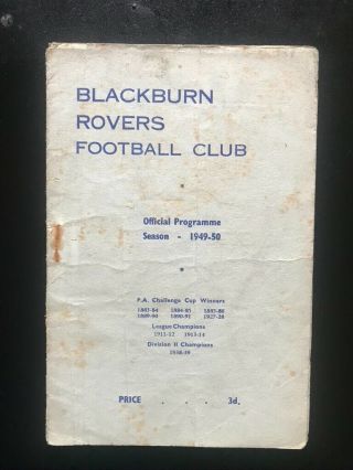 Blackburn Rovers V Leicester City 14.  01.  1950 - Rare Item