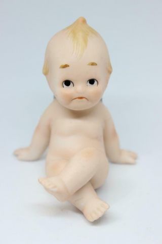 Cute Vintage Lefton Kewpie Bisque Doll Porcelain Figurine Blue Wing Baby Kw913r