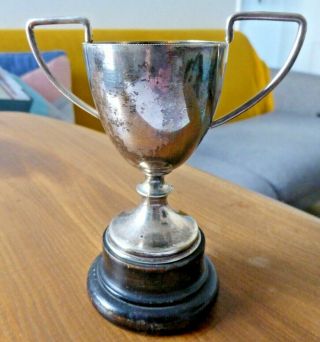 Vintage Epns Silver Plated Trophy On Wooden Stand
