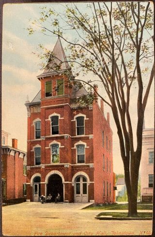 Johnstown Ny Fire Department And City Hall Antique Postcard Fulton County