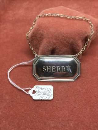 A Vintage Solid Silver Rectangular Sherry Decanter Label Hm Sheffield1973