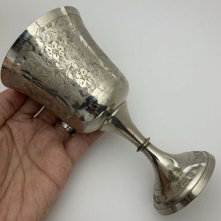 1 Vintage Z.  Y.  India World Gift Silver Plate Cup Goblet Chalice