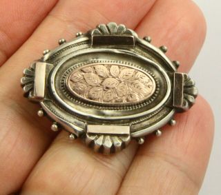 Antique Victorian Birmingham Hm 1882 Sterling Silver Mourning Brooch Pin