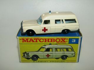 Matchbox Regular Wheels No 3 Mercedes Benz Binz Ambulance N In F Box Rare