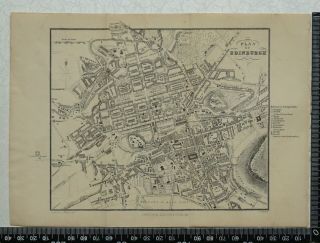 1859 Antique G.  Aikman Map / Plan Of Edinburgh,  Scotland