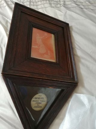 Rare Antique Picture Frame Made To Hang In A Corner.  With Self - Advert Inserts