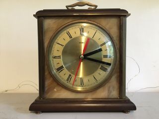 Art Deco Marble & Metal Mantle Clock Converted To Battery Mechanism Heavy
