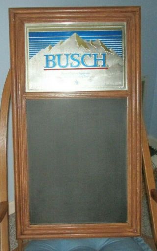 Vintage Busch Beer Sign Mirror Chalkboard 1985 Faux Wood Rare
