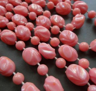 Lovely vintage pink lucite bead long flapper necklace 3