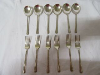 Vintage Silver Plated Epns Ai Dessert Spoons And Forks - 6 Of Each - 14 Cm
