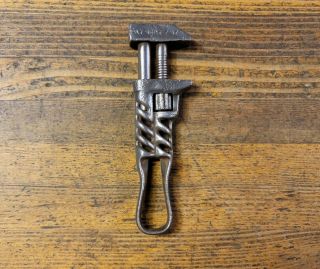 Rare Antique Tools Adjustable Twist Bicycle Wrench Mechanics Machinist Tool 1897