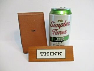 IBM Early Think Sign Wood w/ Metal Plaque RARE,  IBM Think Note Pad 2