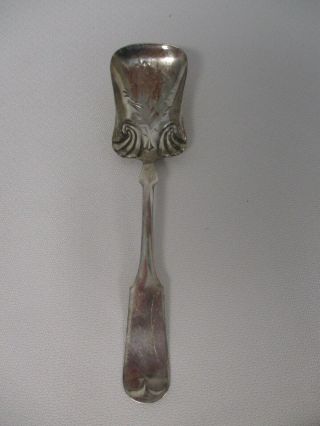Vintage G.  B.  Coin Plate W.  A.  Rogers Fancy Fiddle Thread Sugar Shell Spoon