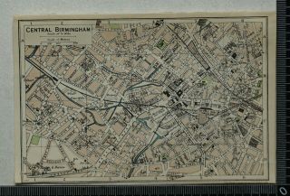 1930 Vintage Bartholomew Map Plan Of Central Birmingham
