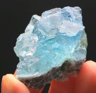 61g Rare Transparent Blue Cube Fluorite,  Pyrite Crystal Mineral Specimen/china14