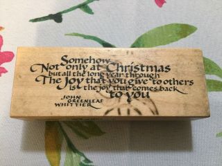 Psx G - 1675 Rubber Stamp Joy Comes Back To You 1995 Christmas Wood Mounted Rare