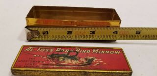 Vintage Al Foss Pork Rind Minnow Fishing Lure Red The Sportsmans Tin Box Rare Em 3