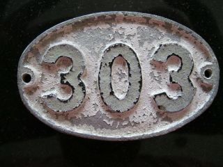 Reclaimed Cast Metal Alloy Oval Number,  House,  Gate,  Workshop 303