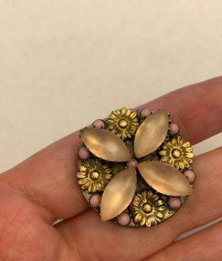 Antique Brass Button With Stones,  Very Rare