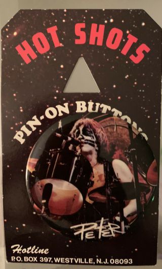 Kiss Peter Criss Rare Vintage Hot Shots Button W/cardboard Backing Pre Aucoin