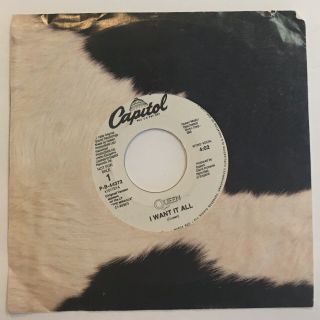 Extremely Rare Queen U.  S.  Promo 45 Single “i Want It All” Never Played 1989