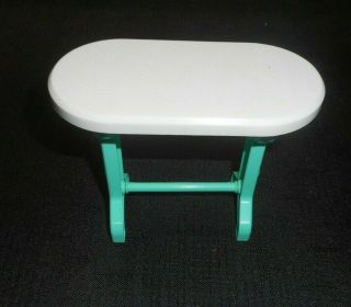 Vintage Barbie Green & White Small Table Replacement From Western Barbecue 7439
