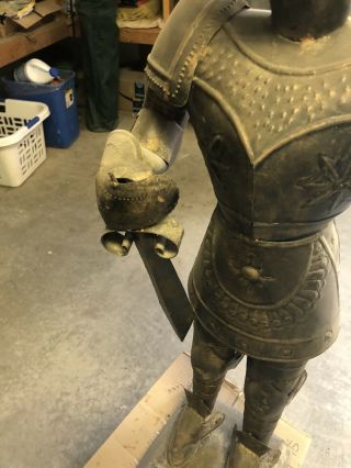 LARGE 40” Medieval Knight Metal Statue Rare Vintage Unique 3