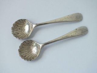 Dainty Shell Bowl Sterling Silver Salt / Condiment Spoons 1997 / L 6 Cm.
