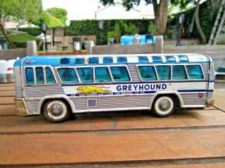 Rare Cragstan Yonezawa Japan Greyhound Lines Bus Tin Litho Friction Toy York
