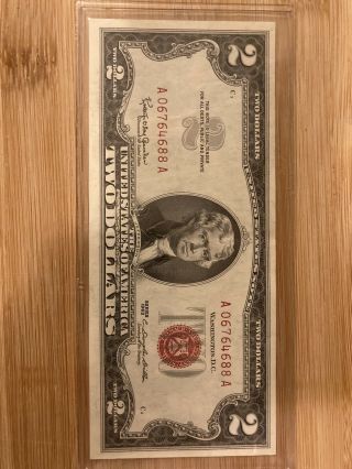 1963 $2 Red Seal Note 2 Dollar Bill Old Money - Rare
