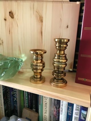 2 Antique 19th Century Solid Brass Candlesticks Hand Made From Solid Brass