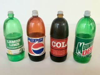 Tyco Kitchen Littles Miniatures 2 Liter Pepsi,  Cola,  Mountain Dew And Lemon Lime