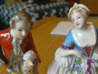 Antique Miniature Sitzendorf Porcelain - Lady and Gentleman 2
