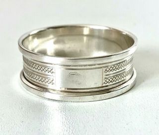 Vintage 1975 Solid Sterling Silver Art Deco Style Engine Turned Napkin Ring