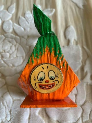 Vintage Halloween 3 " Pumpkin Jol Face Basket Germany Rare Jack O Lantern