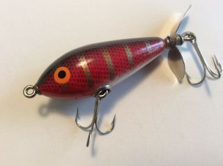 Rare Vintage Wood Top Bomber Lure,  And,  4013 Red Side