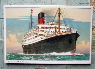 Vintage Ss Rms Samaria Cunard White Star Line Ocean Liner Postcard
