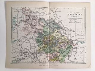 West Riding Of Yorkshire C1886 Antique County Map Philip Railways Boroughs