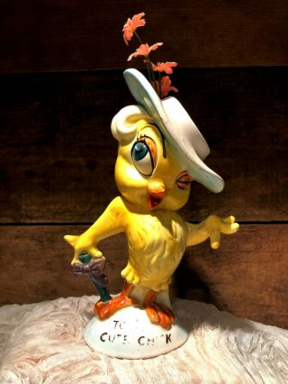 Vtg Japan Rare Kreiss Cute Chick Figurine Flirty Kitsch Statue Easter Tlc Old 1