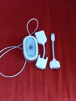 & Rare Wired Apple Pro Mouse White With Extra Cords 2