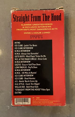 Straight From The Hood - Rare VHS - Ice Cube N.  W.  A. 2