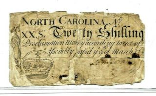 20 Shillings " North Carolina " 1740 